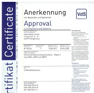 Variator B - VdS Certificate