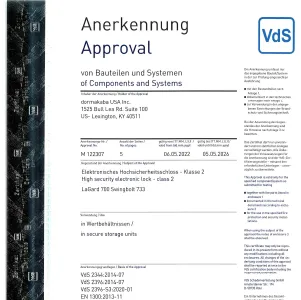 La Gard 700 SwingBolt - VdS Certificate